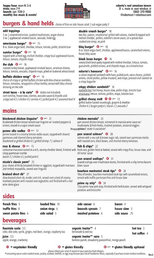   at Roberto's Real American Tavern in Windsor Locks