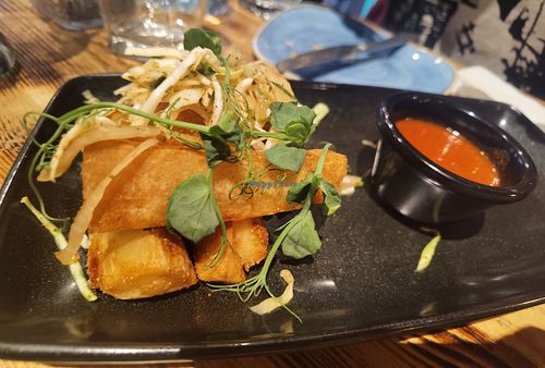 Yuca frita - roasted baby potatoes w/ spicey red sauce & pickled cabbage (Vegan) at Sangria in Galway
