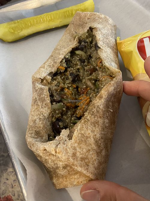 Inside breakfast burrito  at Fresh Fork Cafe in Mansfield