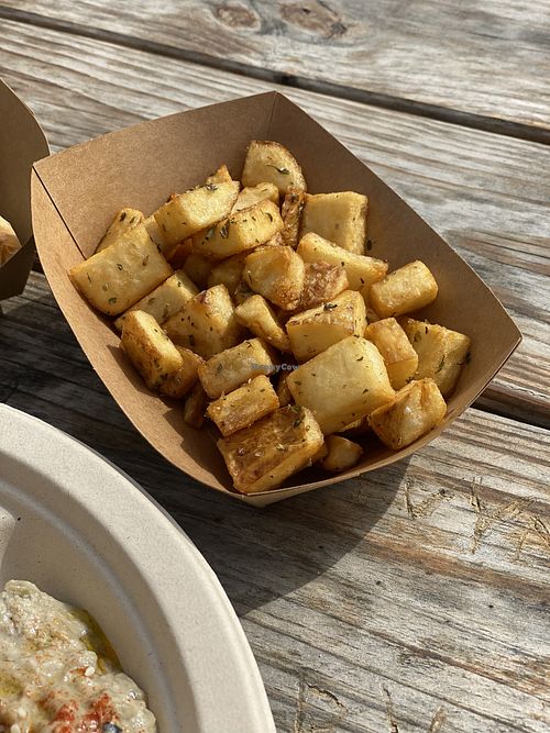 Lemon oregano potatoes   at Theano Vegan Greek & Mediterranean in Austin