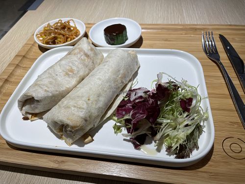 Set lunch - Mapo tofu wrap with two sides (bean sprouts / cucumber) at Root Vegan - 本原純素 in Hong Kong Island