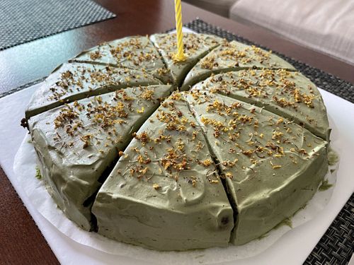 Matcha slice cake (chocolate sponge and matcha cream)  at Root Vegan - 本原純素 in Hong Kong Island