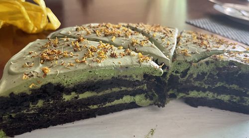 Matcha slice cake (chocolate sponge and matcha cream)  at Root Vegan - 本原純素 in Hong Kong Island