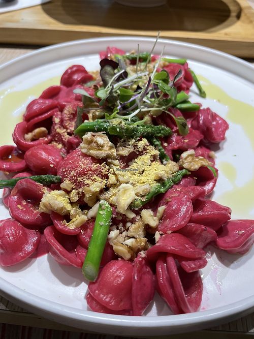 Beetroot orecchiette- creamy and delicious  at Root Vegan - 本原純素 in Hong Kong Island