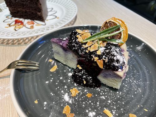 New dessert - blueberry cheesecake. Yummy but price increase to HKD88  at Root Vegan - 本原純素 in Hong Kong Island
