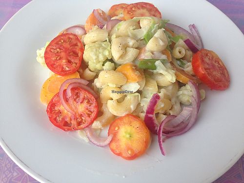 creamy vegetable pasta at Legassi Gardens Cafe Ina Zion in Accra