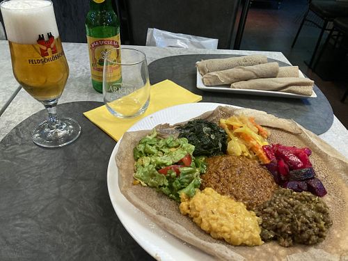 Vegan dish  at Little Ethiopia in Geneva
