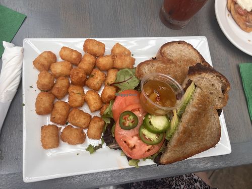 Black bean sandwich with tots  at Logan 11 in Chicago