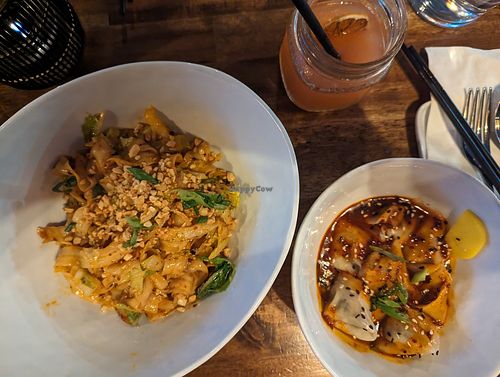 Hot noodles and spicy tofu wontons (a MUST at Redlight!) at Redlight in Bellingham