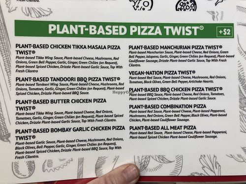 Vegan menu (much of the rest of the menu is also veganizable)  at Pizza Twist in Redding