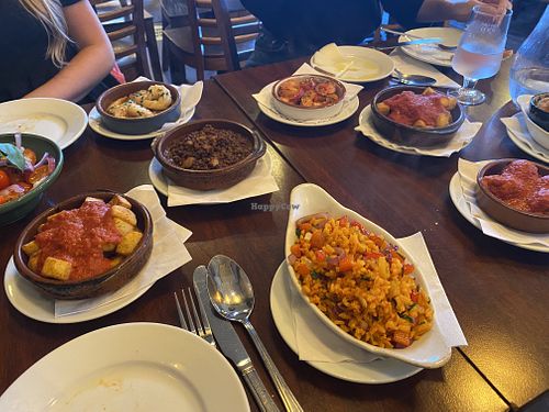 Patatas bravas, rice and lentils  at Dos Amigos in Leeds