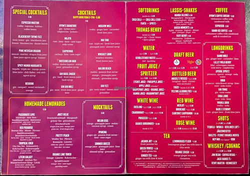 Menu page at Nyom at Nyom in Berlin