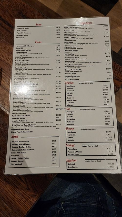 Menu at Basilico's Pizzeria in Dickson City