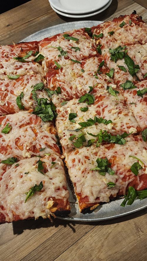 Vegan sicilian with basil and garlic at Basilico's Pizzeria in Dickson City