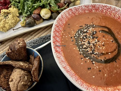 tomat soup  at Hafenstadt Urban Area in Klagenfurt