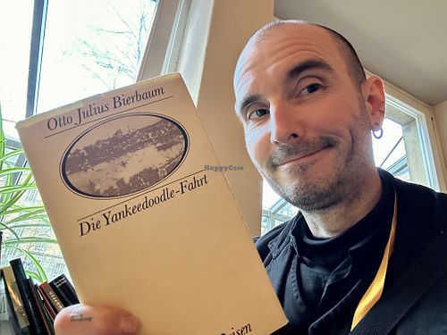 books to read at the table  at Aha Cafe in Dresden