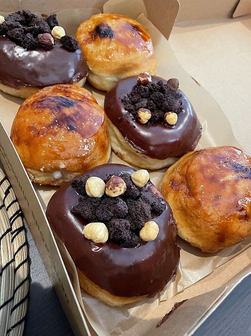 Creme burlle and chocolate hazelnut donuts
 at Scoop 'n Dough - El Corte Ingles in Lisbon