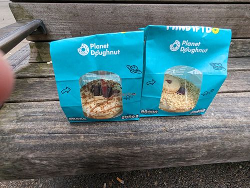 Two of the vegan donuts at Planet Doughnut in Chester