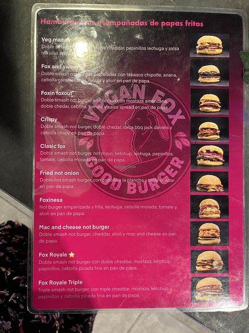 Burger menu   at VEGAN FOX in Buenos Aires