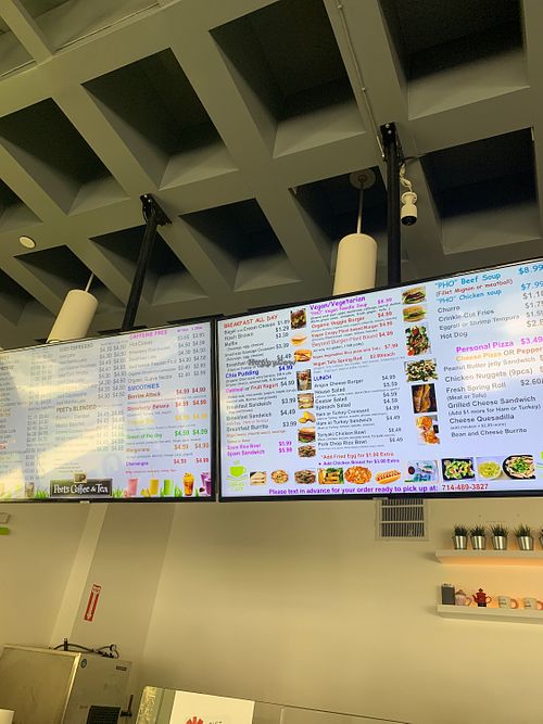 Menu at Fullerton Library Cafe in Fullerton