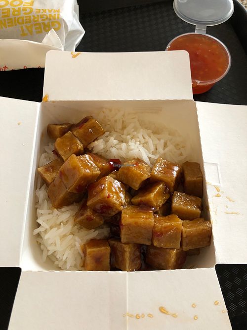Sticky tofu w rice  at Noodle Pack in Alba Iulia