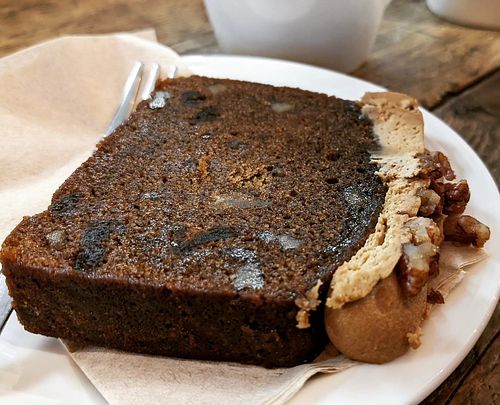 Coffee & candied pecan cake at 3 Peaks Cycles in Settle