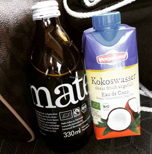 maté tea, coconut water at denn's Biomarkt in Konstanz