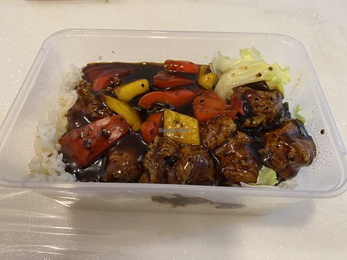 Black pepper rice at J & T Vegetarian in Central Singapore