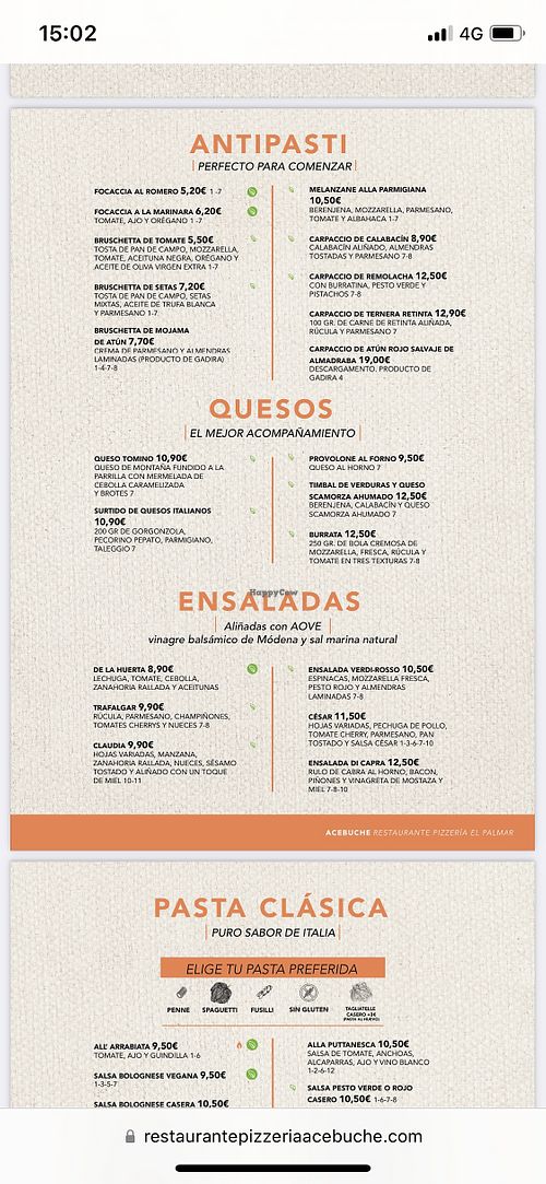 Entrantes y ensaladas  at Pizzeria Acebuche in Vejer De La Frontera