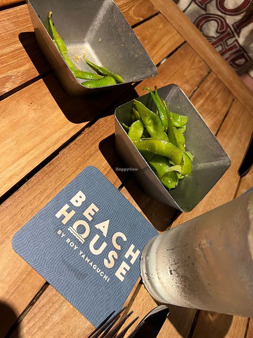 Edamame was prepared with sesame oil and a touch of spicy pepper at Beach House by Roy Yamaguchi in Kahuku