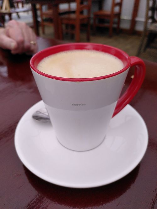 Really good coffee, according to my wife - this is a decaf oat milk latte (September 2021) at Strawberry Moon in Thurstaston