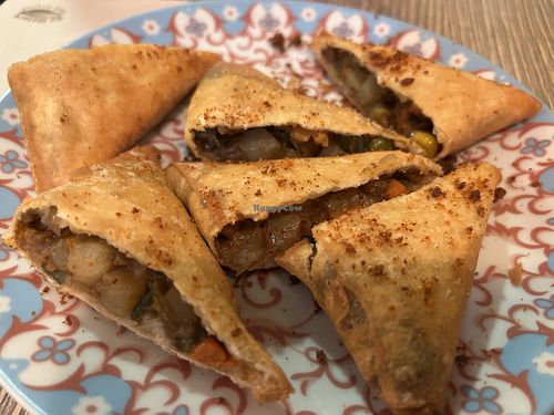 Samosas   at La Garrina Natural Wine Bar in Girona