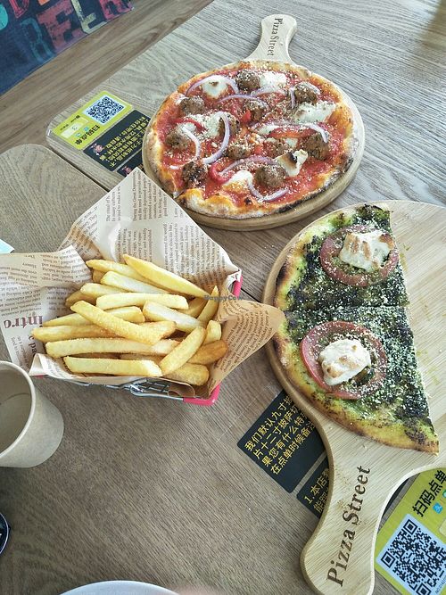 Pizza & chips perfect after playing football. at Pizza Street - Yangpu in Shanghai