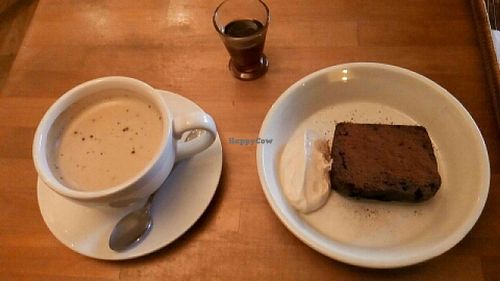 soy latte + choko cake! (home made syrup)  at Cafe Atl in Osaka
