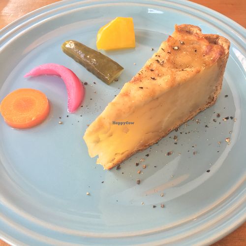 potato and onion quiche with pickled veg at Cafe Atl in Osaka