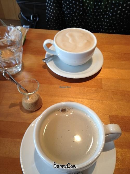 Cappuccino and soy latte  at Cafe Atl in Osaka