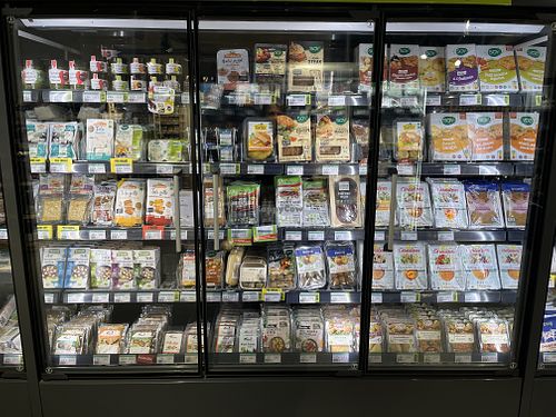 Selection vegan options  at Biocoop in Vannes