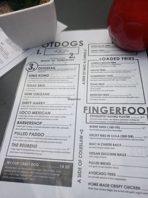 Menu at Dogtails in Zwolle