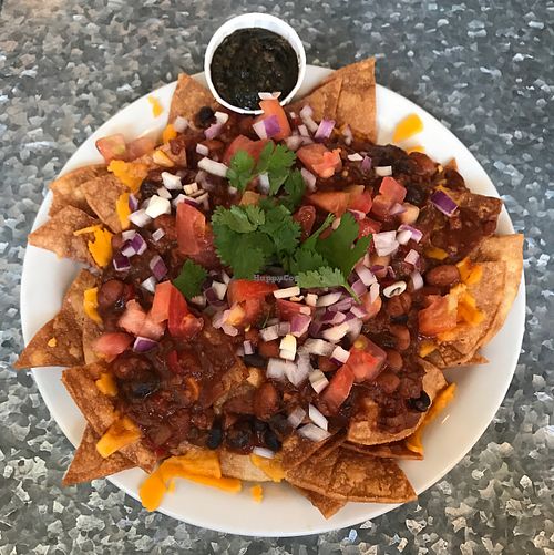 vegan chilli nachos  at Downbeat Diner and Lounge in Honolulu