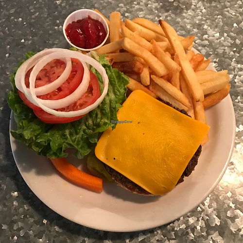 vegan American burger  at Downbeat Diner and Lounge in Honolulu