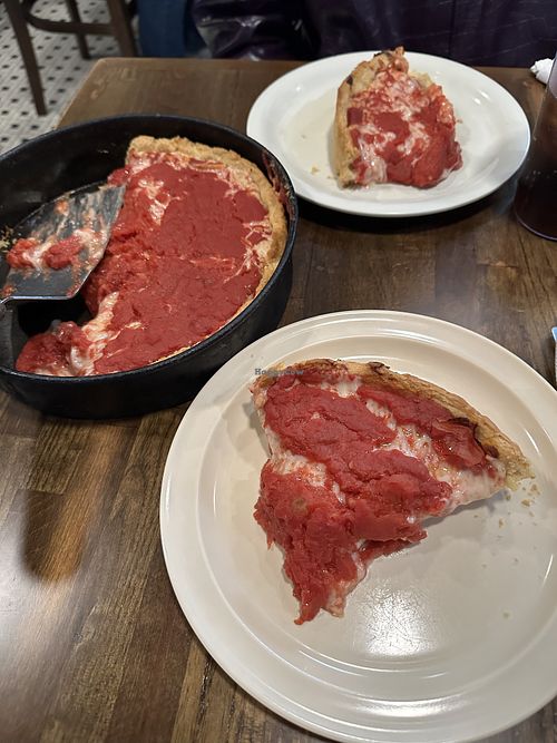 Vegan Deep Dish Cheese Pizzaa  at UNO Pizzeria in Chicago