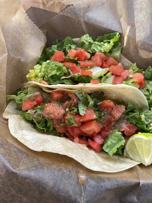 Tofu taco & jackfruit taco  at Nollie's Taco Joint in Carolina Beach