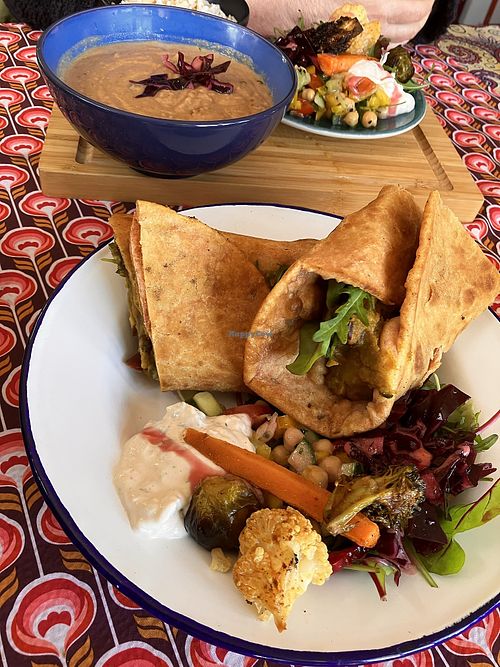 Rotiroll en pinda soep   at Little World Kitchen in Utrecht