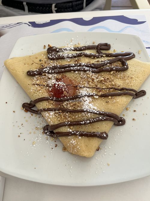 Filled with dark chocolate!   at Chocolat Cafe Creperie in Naxos