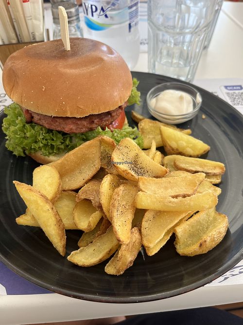 Fries and burger were excellent    at Chocolat Cafe Creperie in Naxos