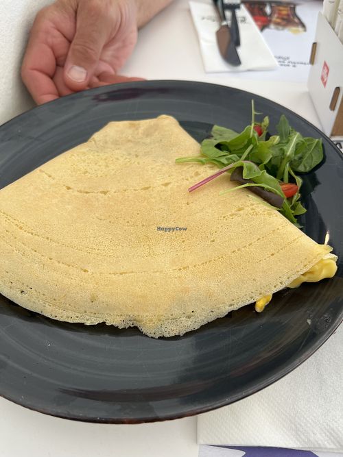 Savory crepe with cheese and vegetables.    at Chocolat Cafe Creperie in Naxos