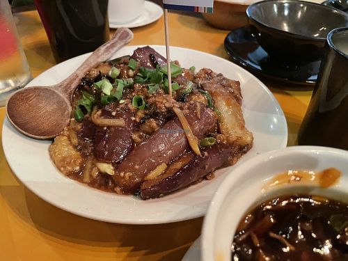 Stir fried eggplant and impossible (on lunch set) at Chili Fagara 麻辣燙" in Hong Kong Island