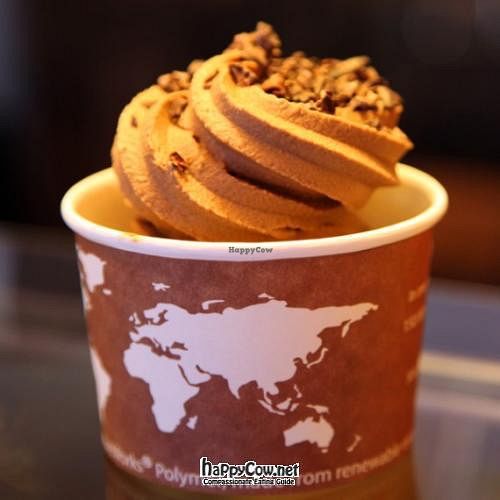 Vegan soft serve topped with raw cacao nibs at Sage Organic Vegan Cafe and KindKreme in Pasadena