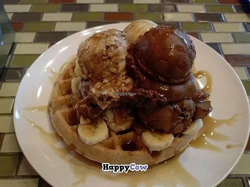 waffle sundae at Sage Organic Vegan Cafe and KindKreme in Pasadena