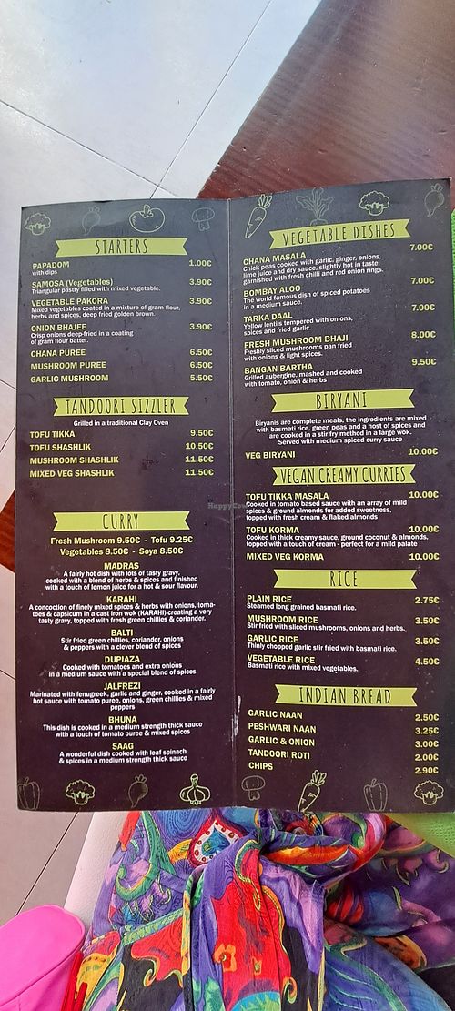 Fully vegan menu available (April 2024) at The Curry House in Benidorm